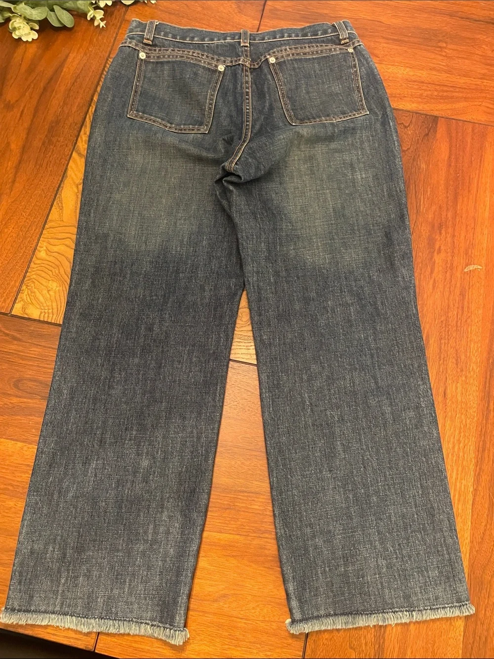 J. Crew High-Rise Dark Blue Denim Jeans with Silver Buttons C69